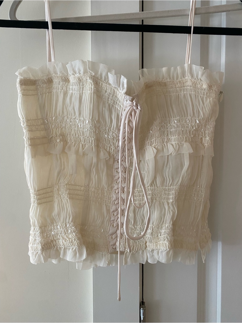 House of CB Cream Textured Corset Top